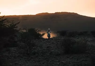 Thrilling Desert Enduro at Fiery Sunset