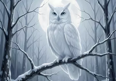 Majestic Snowy Owl Under Winter Moonlight