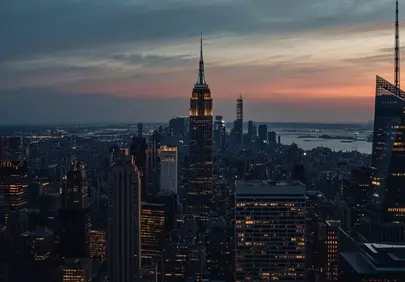Dramatic NYC Sunset: Empire State Building's Evening Glow