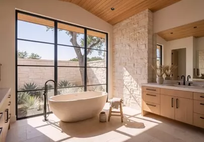 Zen Luxury: Freestanding Bathtub in a Serene Spa Bathroom