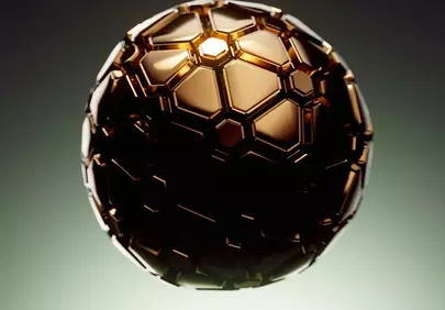 Stunning Golden Geometric Sphere: A Futuristic 3D Render