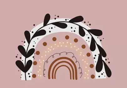 Charming Boho Rainbow Botanical Illustration