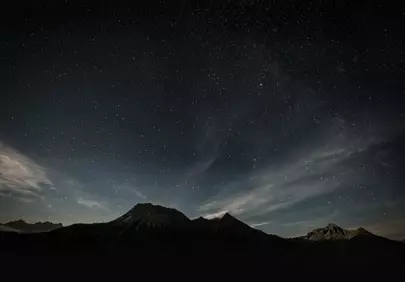 Breathtaking Mountain Silhouette Under a Star-Filled Night Sky