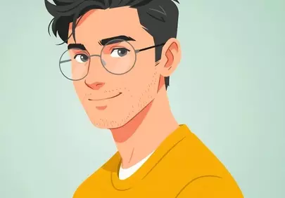 Charming Anime Man with Glasses: Digital Artwork Portrait