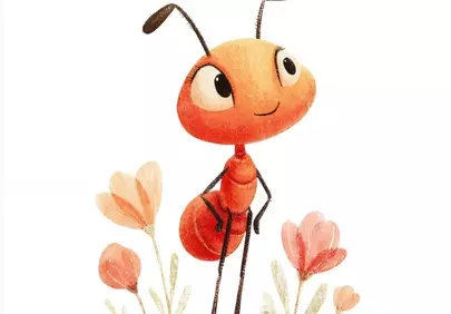 Charming Cartoon Ant Amidst Spring Blooms
