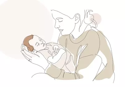 Minimalist Boho Motherhood: A Tender Line Art Embrace