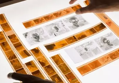 Captivating Film Strip Review on Illuminated Light Box