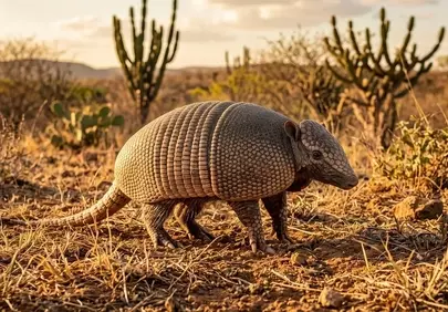 Rare Armadillo Roams: Majestic Brazilian Wildlife in Arid Lands