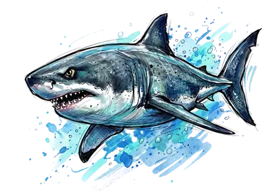 Dynamic Aquatic Predator: Fierce Shark Illustration
