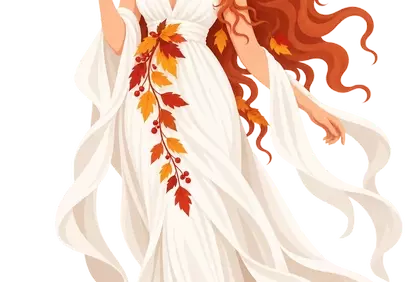 Enchanting Autumn Goddess with Fiery Maple Leaves