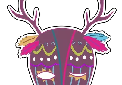 Vibrant Fantasy Deer Mask Illustration: Handcrafted Artistry