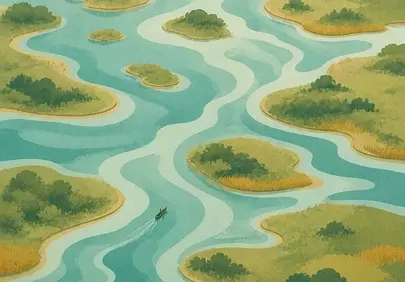 Stunning Aerial River: Winding Turquoise Waters & Lush Islands
