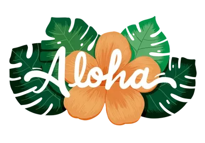 Vibrant Aloha Tropical Summer Flower and Leaf Design