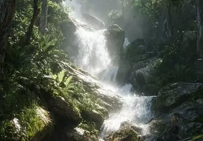 Enchanting Jungle Waterfall: Nature's Serene Cascade