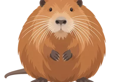 Charming Nutria Illustration: A Cute Rodent in Cartoon Style