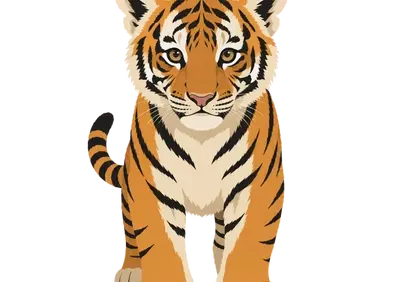 Adorable Tiger Cub Illustration: Majestic and Playful