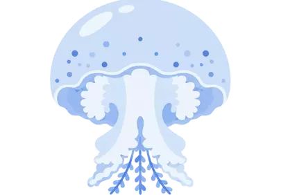 Enchanting Blue Jellyfish: Adorable Underwater Wonder Illustration