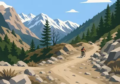Thrilling Alpine Mountain Biking Adventure Illustration