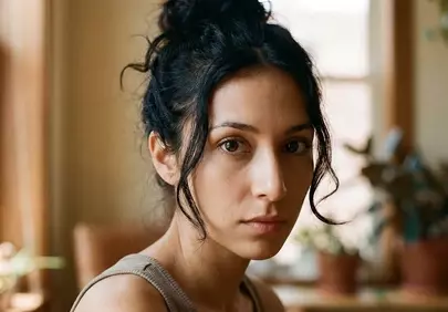 Captivating Gaze: Serene Woman in Natural Light Portrait