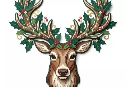 Enchanting Christmas Reindeer: Festive Wildlife Illustration