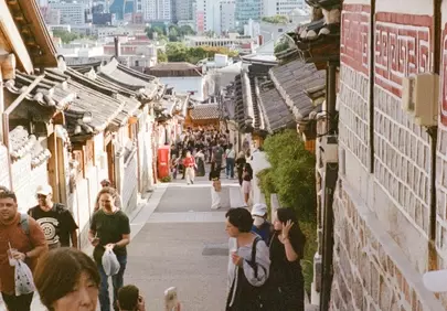 Vibrant Korean Alley: Traditional Charm Meets City Life