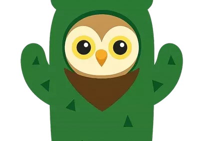 Charming Desert Owl: Cute Cactus Cowboy Mascot
