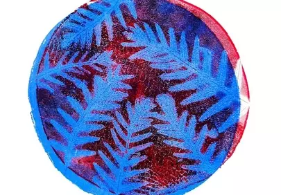 Vibrant Botanical Circle: Nature's Abstract Stamp