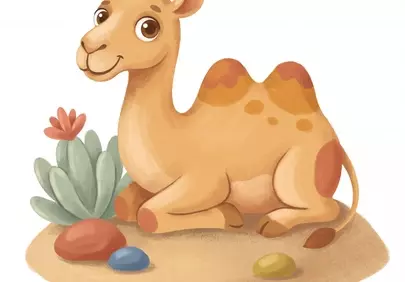 Charming Desert Companion: A Cute Cartoon Camel