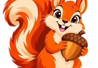 Charming Red Squirrel with Acorn: Autumn Forest Delight