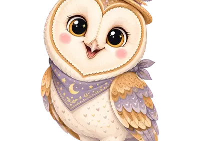 Charming Storybook Owl: Adorable Woodland Mascot in Straw Hat