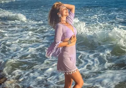 Stunning Beachside Serenity: Lavender Boho Chic by the Waves