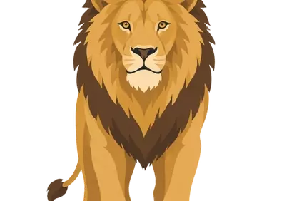 Majestic Animated Barbary Lion: Powerful Front View Mascot