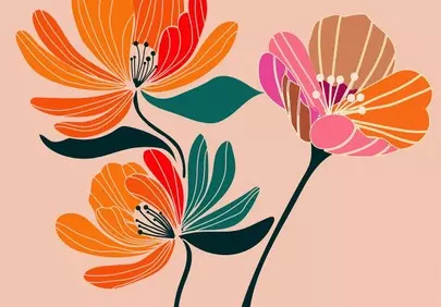 Vibrant Retro Blooms: A Modern Floral Artistry