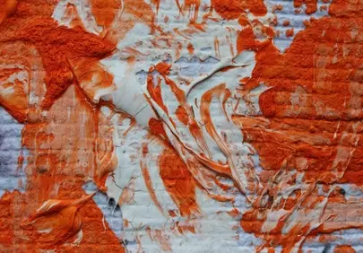 Vibrant Orange and White Acrylic Abstract Texture on Canvas