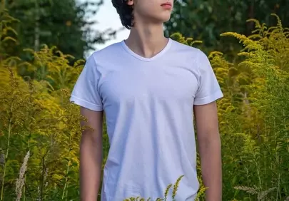 Serene Youthful Escape: Man in Nature's Embrace