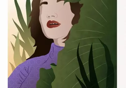 Enchanting Bohemian Woman in Lush Botanical Embrace