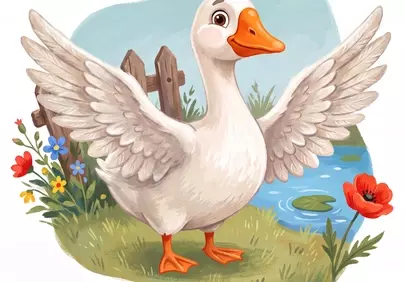Charming Cartoon Goose: A Whimsical Farmyard Delight