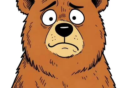 Humorous Cartoon Bear: A Relatable Glimpse of Animal Anxiety