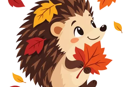 Charming Autumn Hedgehog with Vibrant Maple Leaves