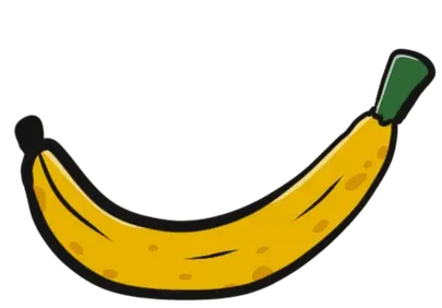Vibrant Yellow Banana: Hand-Drawn Tropical Fruit Illustration