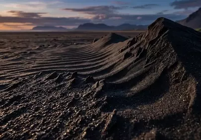Dramatic Volcanic Black Sand Beach Sunset in Iceland