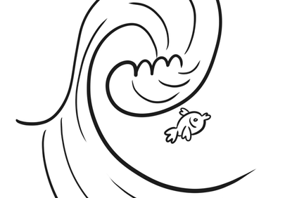 Charming Hand-Drawn Wave & Fish Doodle: Simple Ocean Whimsy