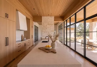 Stunning Modern Kitchen with Mountain Views and Open Space