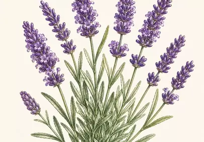 Exquisite Botanical Illustration of Aromatic Lavender Blooms