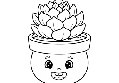 Charming Smiling Succulent: Adorable Houseplant Character Doodle