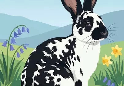Charming Spotted Rabbit Amidst Spring Meadow Flowers