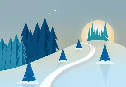Serene Winter Sunset: Abstract Forest Landscape