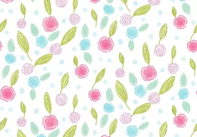 Charming Floral Seamless Pattern: Elegant Rose & Leaf Design
