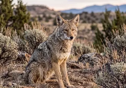 Majestic Coyote: Predator of the American Wilderness at Sunset