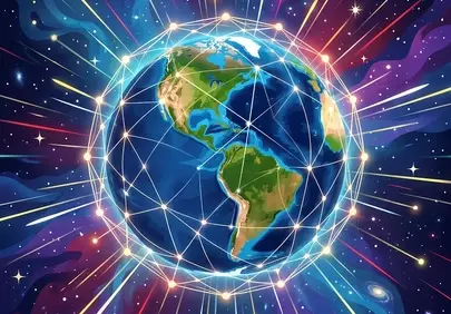 Vibrant Cosmic Earth: Interconnected Future Vision